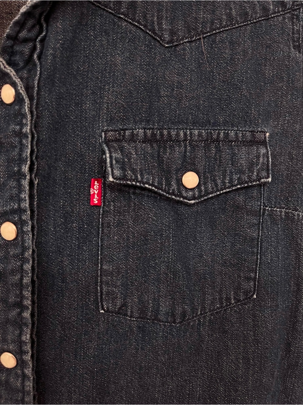 Levi's Navy Blue Denim Western Snap-Front Shirt - Picture 3 of 7